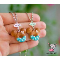 Кулон для двоих друзей "Best Friends. Пончики ушки Микки голубые". Цена за 1 комплект